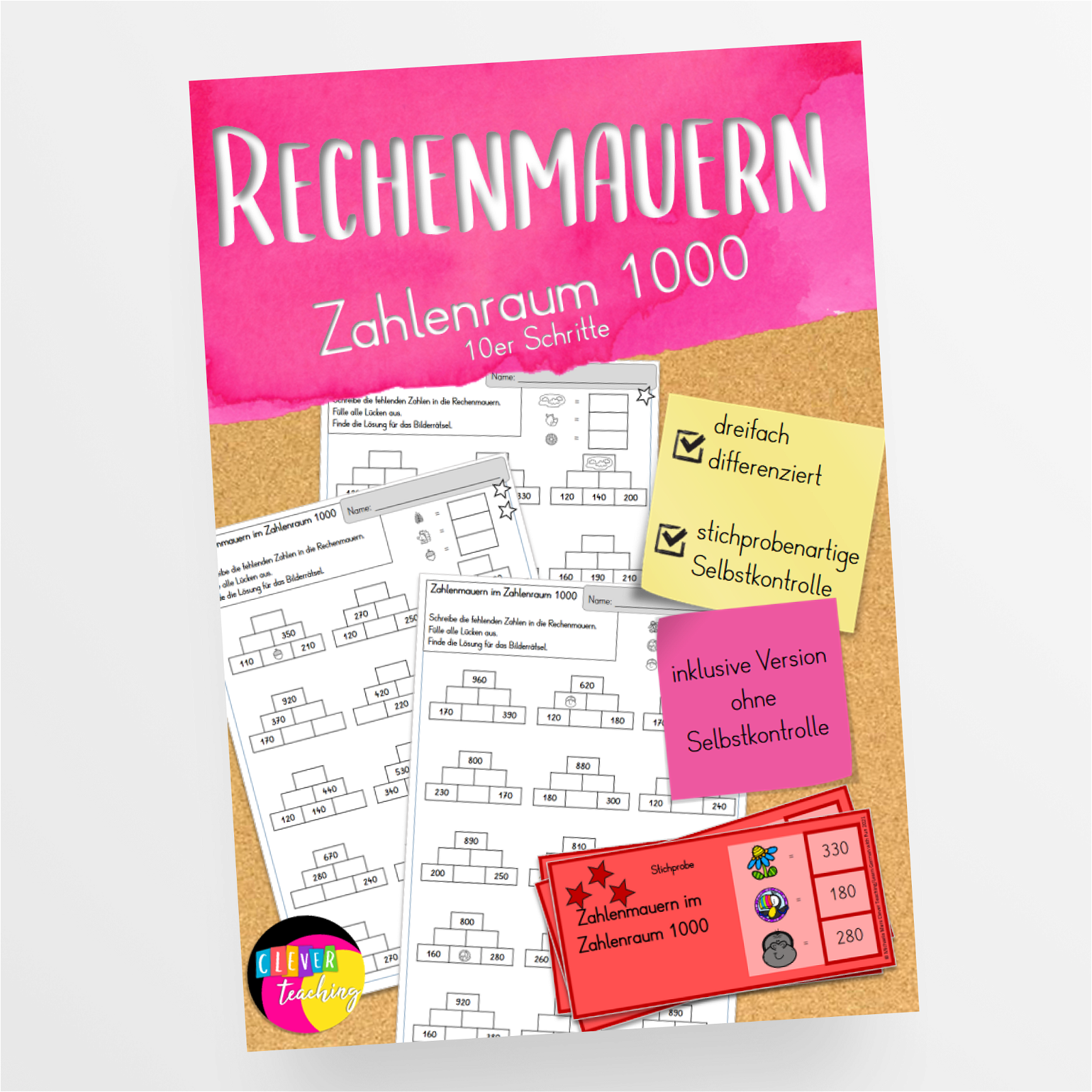 Mathematik Rechenmauern Zahlenraum 1000 in Zehnerschritten – StudyHelp
