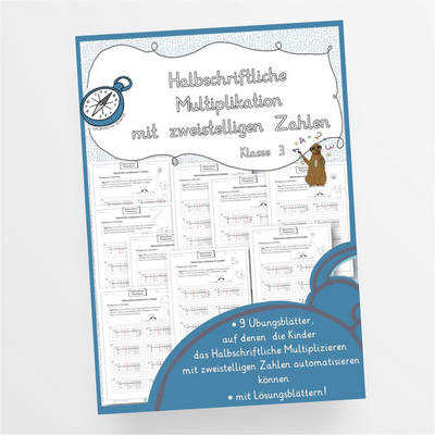 Arbeitsblätter Halbschriftliche Multiplikation mit zweistelligen Zahlen Klasse 3/4 - StudyHelp Lehrmaterial 