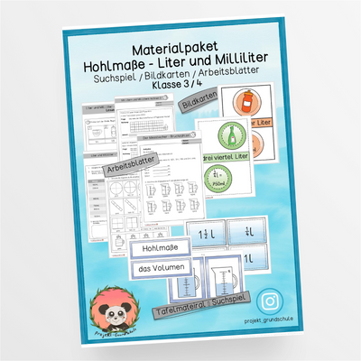 Materialpaket Hohlmaße - Liter - Milliliter - Klasse 3/4 - StudyHelp Lehrmaterial 