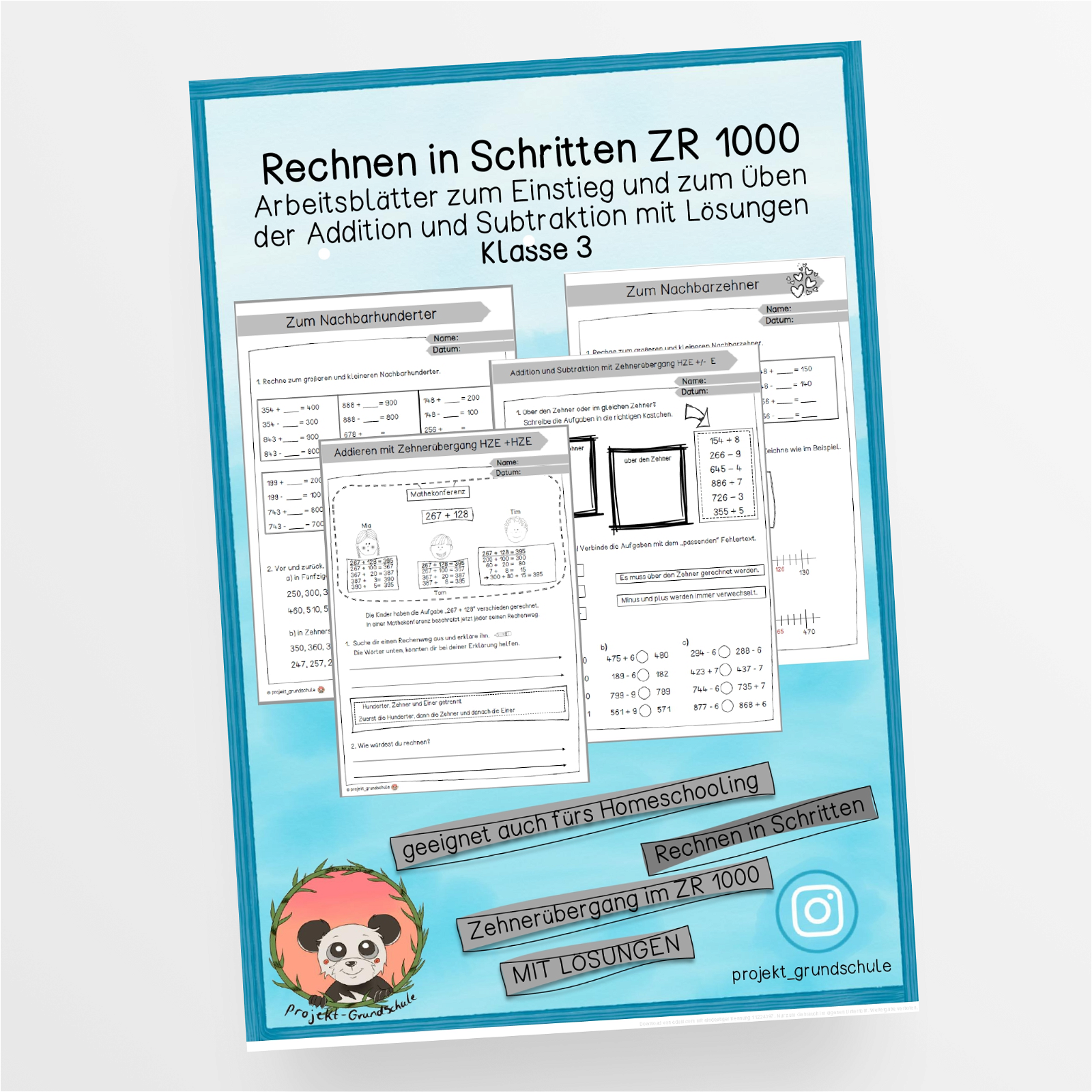 Arbeitsblätter zum Thema "Rechnen in Schritten im ZR 1000 – StudyHelp