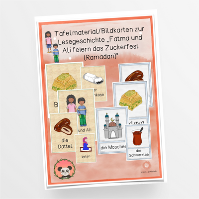 Tafelmaterial/Bildkarten zur Lesegeschichte "Ali und Fatma feiern das Zuckerfest" - StudyHelp Lehrmaterial 