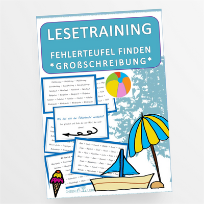 DaF / DaZ Ukrainisch: Fehlerteufel Großschreibung Sommer - Lesekarten - StudyHelp Lehrmaterial 