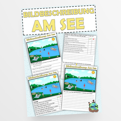 Bildbeschreibung "Am See" (Thema Sommer) 3-fach differenziert DaZ / Deutsch - StudyHelp Lehrmaterial 