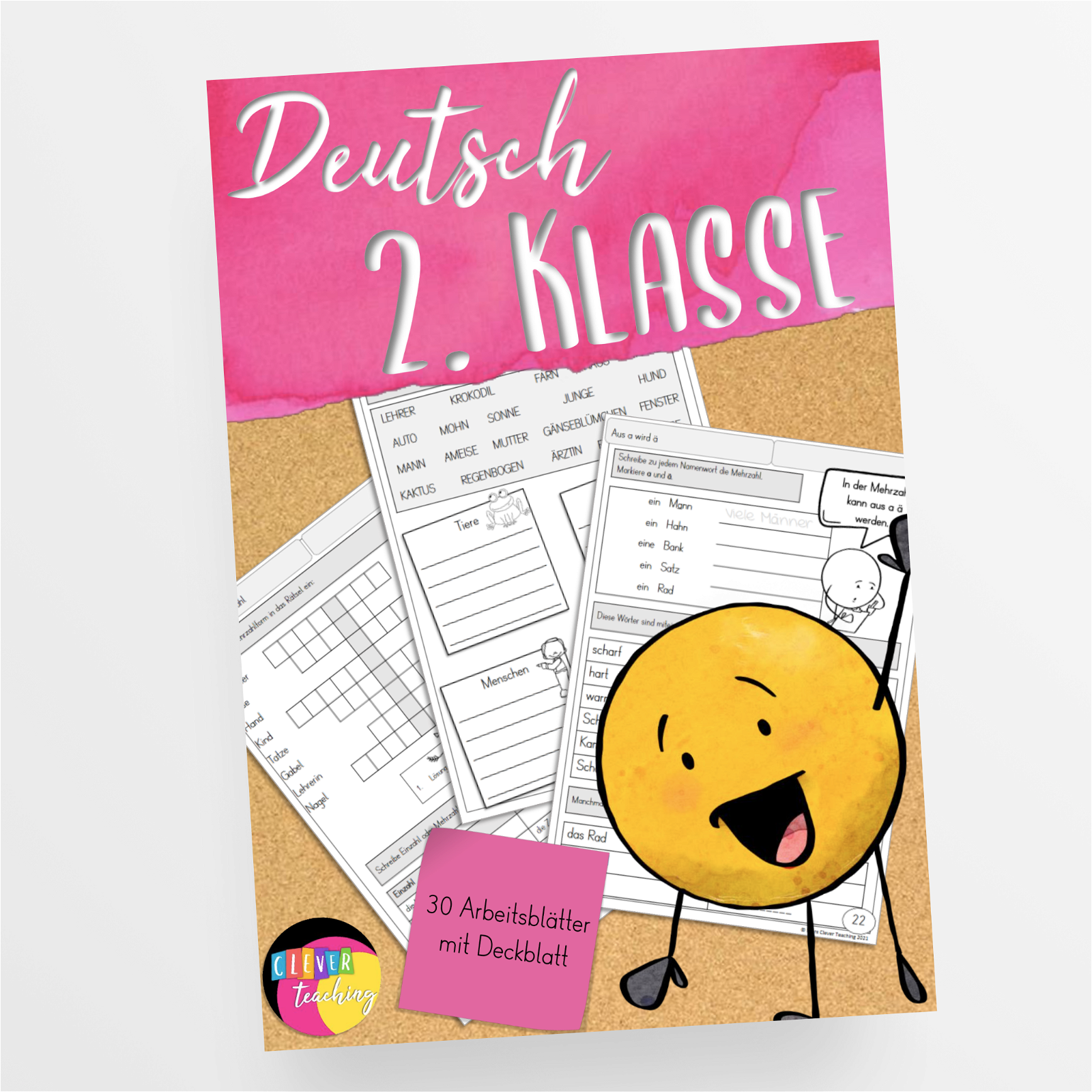 Deutsch 2. Klasse Arbeitsheft - Grundlagen mit 30 Arbeitsblättern