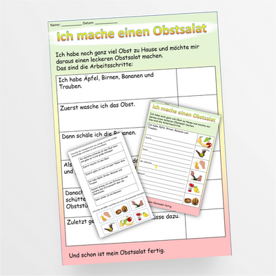 Vorgangsbeschreibung "Ich mache einen Obstsalat" DaZ / Deutsch 3fach Differenzierung - StudyHelp Lehrmaterial 