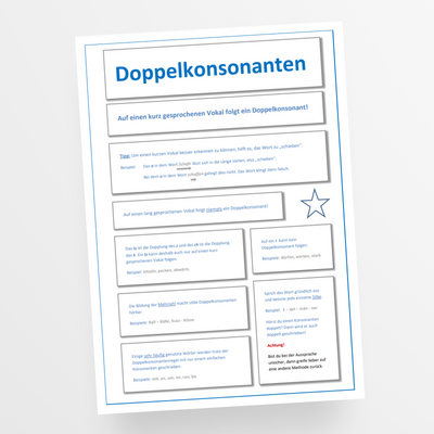 Deutsch: Merkblatt Doppelkonsonanten für die 3. und 4. Klasse - StudyHelp Lehrmaterial 