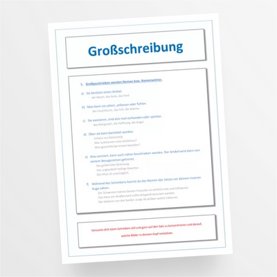 Deutsch: Merkblatt Großschreibung für die 5. und 6. Klasse - StudyHelp Lehrmaterial 