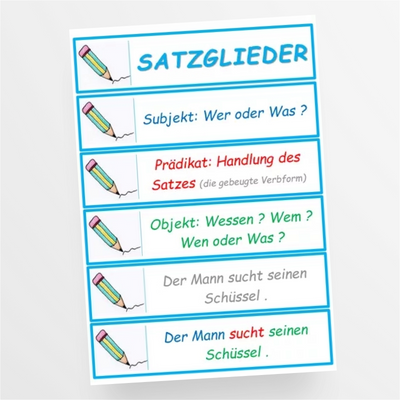 Deutsch: Satzglieder - Übungskarten für die 5. und 6. Klasse - StudyHelp Lehrmaterial 