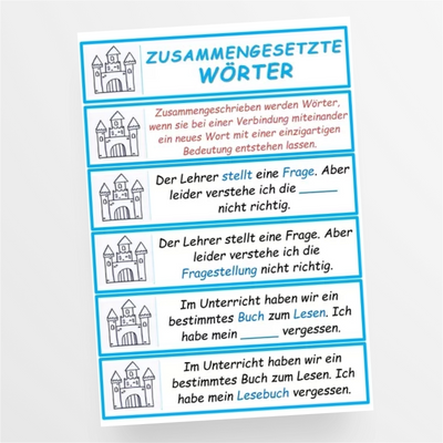 Deutsch: Zusammengesetzte Wörter - Übungskarten für die 3. und 4. Klasse - StudyHelp Lehrmaterial 