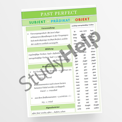 Englisch: Past Perfect - Übersicht - StudyHelp Lehrmaterial 