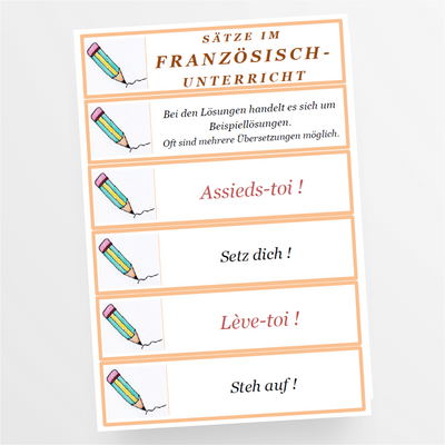 Französisch: Sätze im Französischunterricht - Übungskarten - StudyHelp Lehrmaterial 
