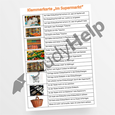 Klammerkarten Supermarkt - StudyHelp Lehrmaterial 