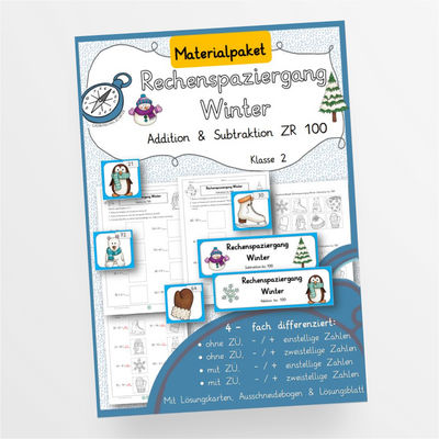 Materialpaket Rechenspaziergang Winter Klasse 2 - StudyHelp Lehrmaterial 