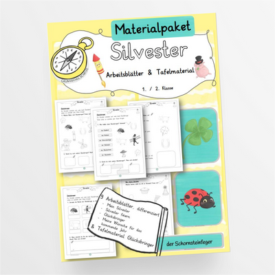 Materialpaket Silvester Klasse 1 und 2 Glücksbringer - StudyHelp Lehrmaterial 