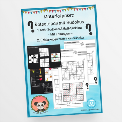 Materialpaket Sudoku: Erklärvideo zum 4x4 Sudoku und Sudoku-Blätter - StudyHelp Lehrmaterial 