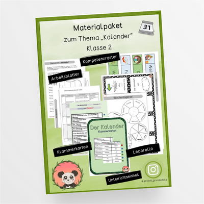 Materialpaket zum Thema "Kalender" Klasse 2 - StudyHelp Lehrmaterial 