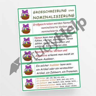 Ostern: Großschreibung und Nominalisierung - Übungskarten - StudyHelp Lehrmaterial 