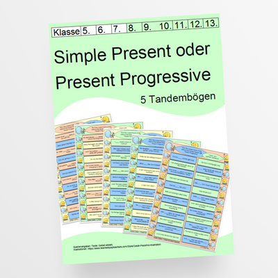 Tandem Activities zu Simple Present oder Present Progressive für die 5. und 6. Klasse - StudyHelp Lehrmaterial 