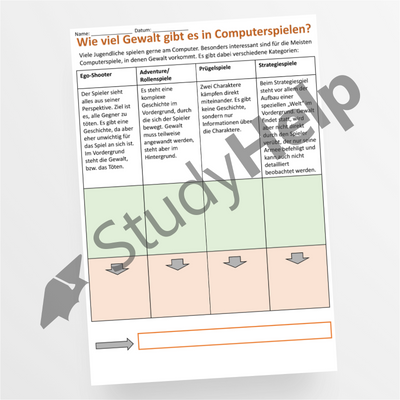 Wie viel Gewalt gibt es in Computerspielen? Ethik - mit Stimmungsbarometer - StudyHelp Lehrmaterial 