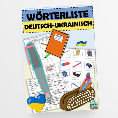 Wörterliste "Meine Schulsachen" deutsch - ukrainisch DaZ - StudyHelp Lehrmaterial 