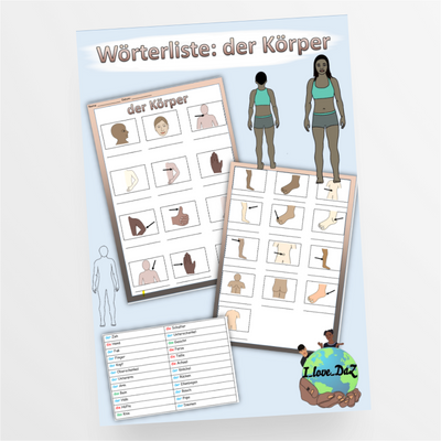 Wörterliste "der Körper" mit Wörtertabelle DaZ - StudyHelp Lehrmaterial 